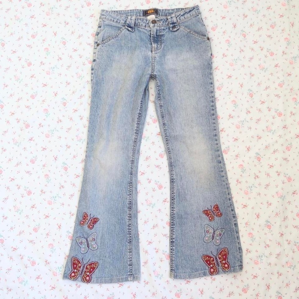 route 66 butterfly flare capris  boho y2k